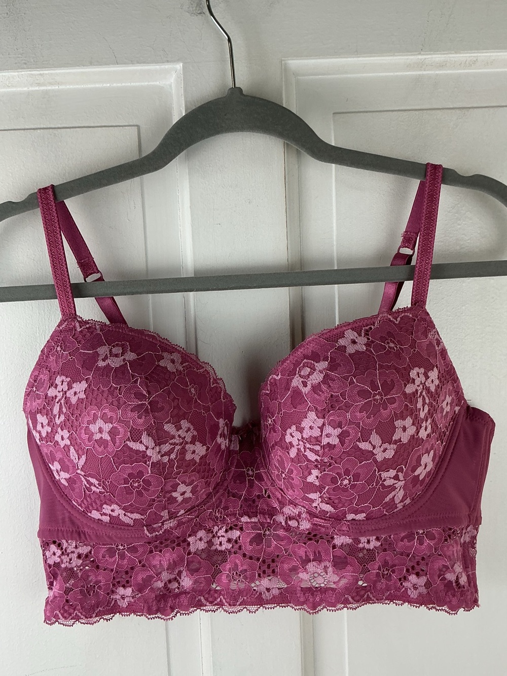 Adore Me Longline Balconette Bra Pink Lace